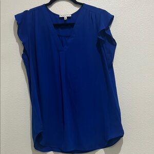 Chaus Royal Blue Flutter Sleeve Blouse